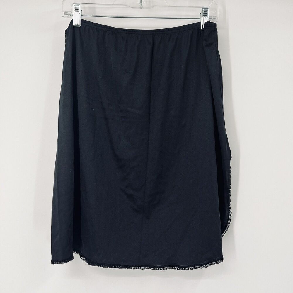 Vassarette Black Half Skirt Satin Slip XL Lace Detail XL Sexy Sissy
